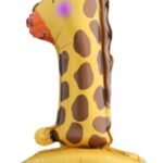 MPS MY PARTY SUPPLIERS® 1pc 22inch Self Standing Animal Number 1 foil Balloon, Giraffe Balloon, 1st Birthday Balloon, Animal Balloon, Jungle theme decoration, Animal Shape 1 Number Balloon for Kids