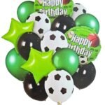 MPS MY PARTY SUPPLIERS® Set of 16 football foil balloons, Soccer Team Football Theme Birthday Decor, sports Theme, Soccer Balloons football balloon, green black latex balloons