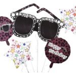 MPS My Party Suppliers Leopard Sunglasses Aluminum Film Birthday Party Decoration Balloon Set, Retro Hip Hop Theme, Birthday Party Decoration
