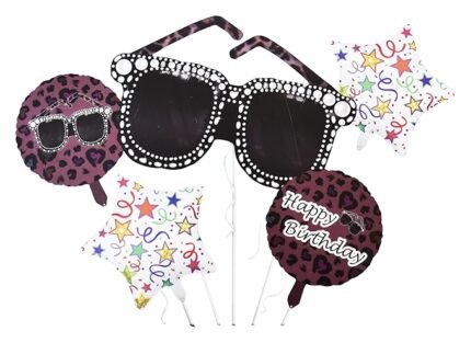 MPS My Party Suppliers Leopard Sunglasses Aluminum Film Birthday Party Decoration Balloon Set, Retro Hip Hop Theme, Birthday Party Decoration