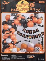 MPS My Party Suppliers Halloween Balloons Garland Arch Kit, Halloween Party Decorations Set with Halloween Banner Orange,Black and Gold Balloons,Bats Decoration for Halloween Party Supplies - Image 3