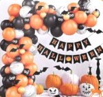 MPS My Party Suppliers Halloween Balloons Garland Arch Kit, Halloween Party Decorations Set with Halloween Banner Orange,Black and Gold Balloons,Bats Decoration for Halloween Party Supplies - Image 5