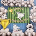 MPS MY PARTY SUPPLIERS® 48 Pcs Football Theme Birthday Decoration/Birthday Decoration for Boy Girl | Birthday Decoration Items| Happy Birthday Backdrop/Black White Themes Balloon for Boys & Girls