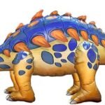 MPS My Party Suppliers 1pc 39.4*17.7*14.6inch Self standing Dinosaur foil balloon, Dinosaur Balloons, cute animal balloons, jungle theme, blue golden balloons, Dinosaur shape balloons, animal theme