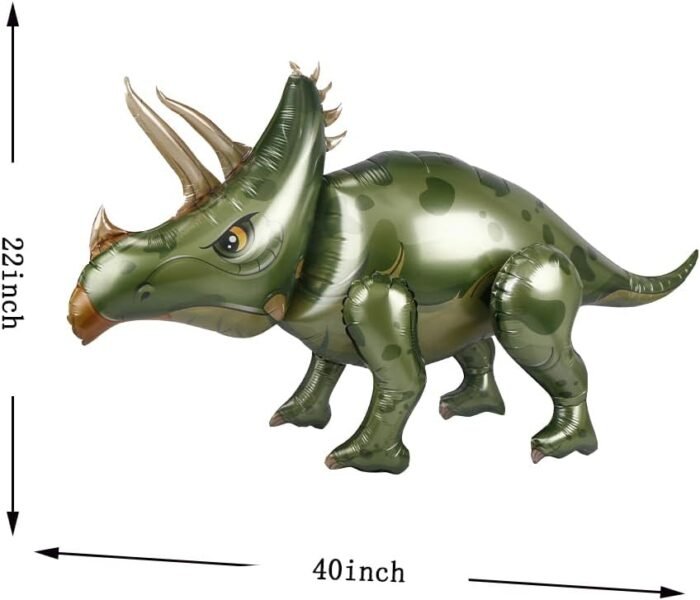 MPS My Party Suppliers 1pc 39.4*17.7*14.6inch Self standing Dinosaur foil balloon, Dinosaur Balloons, cute animal balloons, jungle theme, blue golden balloons, Dinosaur shape balloons, animal theme - Image 2