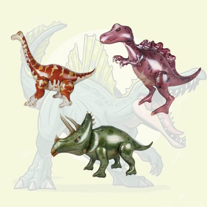 MPS My Party Suppliers 1pc 39.4*17.7*14.6inch Self standing Dinosaur foil balloon, Dinosaur Balloons, cute animal balloons, jungle theme, blue golden balloons, Dinosaur shape balloons, animal theme - Image 4