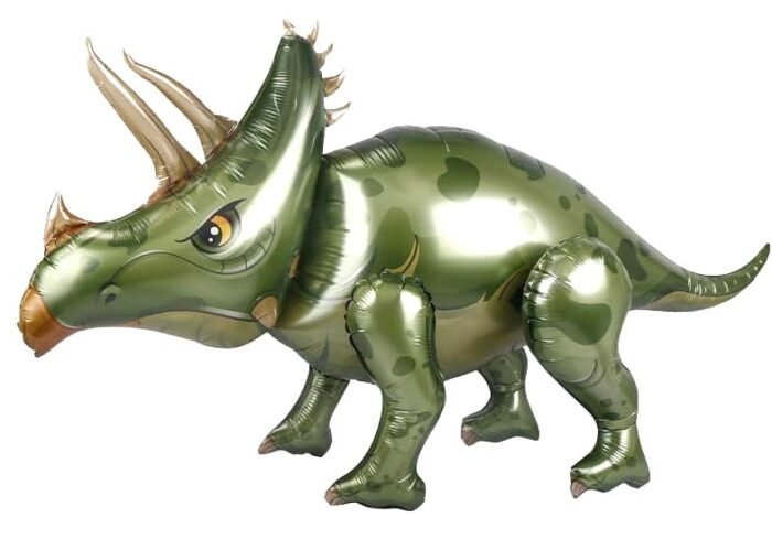 4d1 MPS My Party Suppliers 1pc 39.4*17.7*14.6inch Self standing Dinosaur foil balloon, Dinosaur Balloons, cute animal balloons, jungle theme, blue golden balloons, Dinosaur shape balloons, animal theme - Image 1