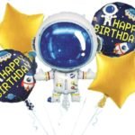 MPS MY PARTY SUPPLIERS® Set of 5 Rocket theme birthday Foil Balloons, Space Theme Birthday Decoration, Galaxy Astronaut Theme Decor, space theme foil balloon rocket, Balloons for birthday