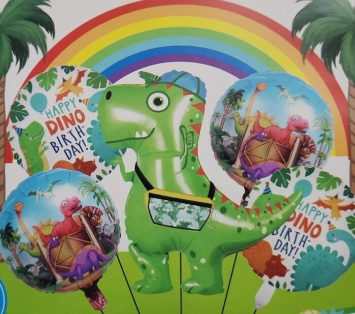 Jungle Dino-Mite Balloon Bouquet, Simple Roar Some Dinosaur Balloon, Jungle theme Balloon, Dinosaur theme balloon Decoration, Set of 5 Dino Balloon - Image 3