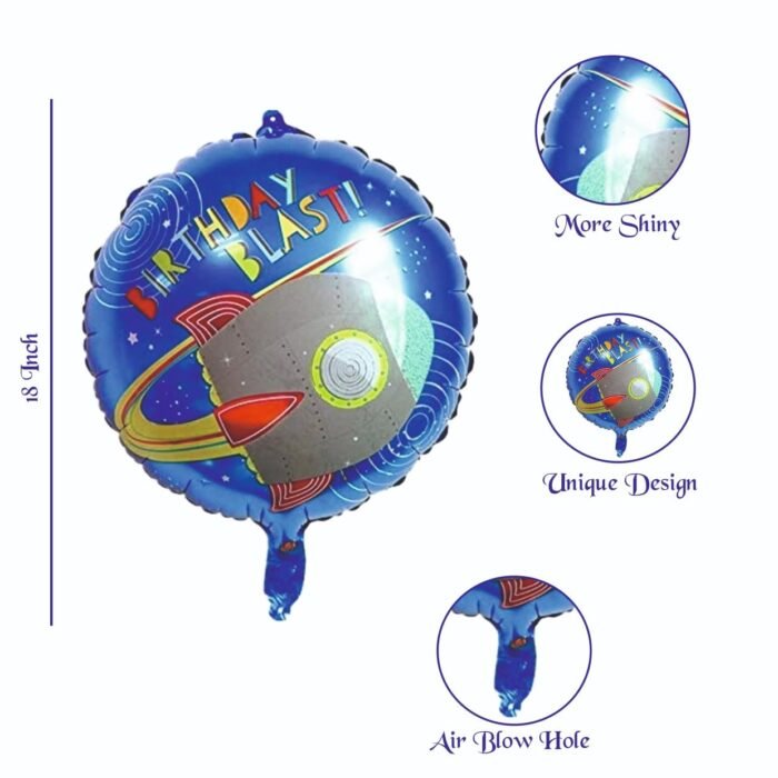 MPS MY PARTY SUPPLIERS®Set of 5 Rocket theme birthday Foil Balloons, Space Theme Birthday Decoration, Galaxy Astronaut Theme Decor, space theme foil balloon rocket, Balloons for birthday - Image 6