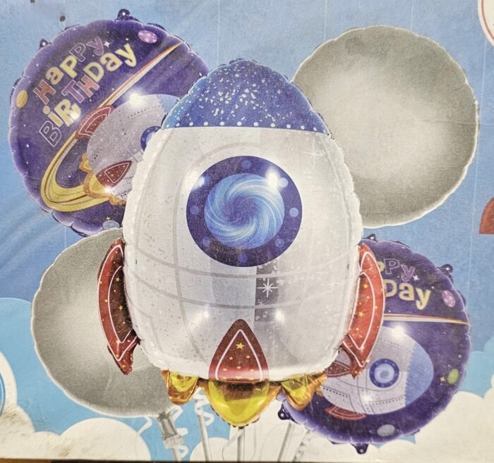 MPS MY PARTY SUPPLIERS®5pcs/set NASA Astronaut Spacecraft Space Rocket Foil Balloon Party Supplies/Outer Space them Balloon Decoration/Rocket Balloon Set - Image 1