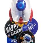 MPS MY PARTY SUPPLIERS®Set of 5 Rocket theme birthday Foil Balloons, Space Theme Birthday Decoration, Solar System Balloons Galaxy Astronaut Theme Decor, space theme foil balloon rocket