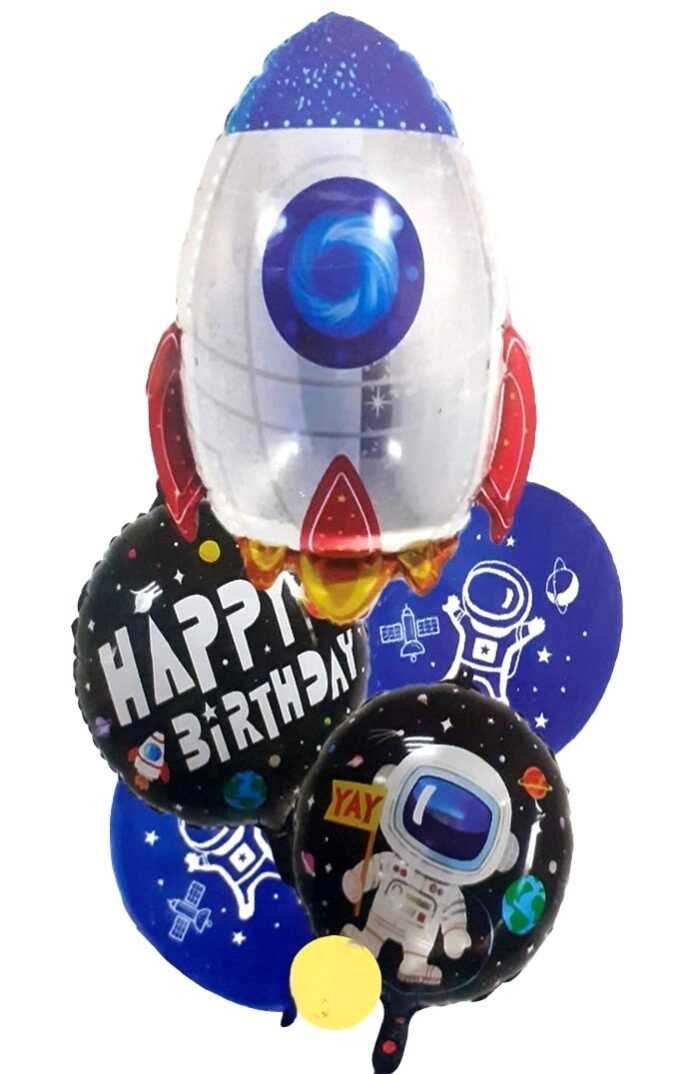 5 rocket1 MPS MY PARTY SUPPLIERS®Set of 5 Rocket theme birthday Foil Balloons, Space Theme Birthday Decoration, Solar System Balloons Galaxy Astronaut Theme Decor, space theme foil balloon rocket - Image 1
