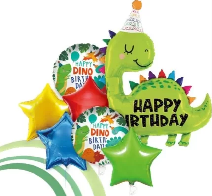 MPS MY PARTY SUPPLIERS® Set of 7 Dinosaur Foil Balloons, Dinosaur Balloons for Dinosaur Theme Birthday Supplies Decorations, Dino Balloon for Birthday Decoration, Dino Theme Party Balloons