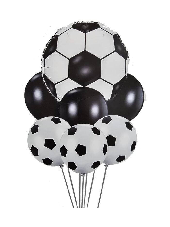 7 socker MPS MY PARTY SUPPLIERS® 7 pcs Soccer Balloons Set, football balloon Set, Football Party Supplies Balloons for Birthday Decoration Football and Star Balloon Set Game Theme Decoration, Foorball Balloon Set - Image 1