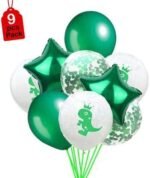 MPS MY PARTY SUPPLIERS® Solid Set of 9 Pcs Dinosaur Theme Latex, Confetti and foil Balloons for Dinosaur Theme Birthday Decoration Balloon - Image 3