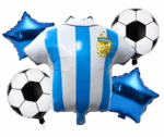 MPS MY PARTY SUPPLIERS® Set of 5 jersey and football foil balloons, Soccer Team Blue T-shirt Balloons, Football Theme Birthday Decor, sports Theme, blue star balloon, Soccer Balloons with Jersey