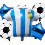 MPS MY PARTY SUPPLIERS® Set of 5 jersey and football foil balloons, Soccer Team Blue T-shirt Balloons, Football Theme Birthday Decor, sports Theme, blue star balloon, Soccer Balloons with Jersey