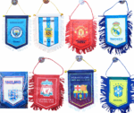 MPS MY PARTY SUPPLIERS® 1pc, 30cm football flag, football flag for wall, room decoration, flags in football, blue white red soccer flags, random design and random color