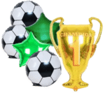 MPS MY PARTY SUPPLIERS® Set of 6 Champion trophy and football foil balloons, Football Shape Foil Balloons for Kids, Sports Theme, Green star balloon, Soccer Balloons, football theme decoration