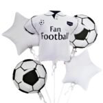 MPS MY PARTY SUPPLIERS® Set of 5 jersey and football foil balloons, Soccer Team Blue T-shirt Balloons, Football Theme Birthday Decor, sports theme, silver star balloon, Soccer Balloons with Jersey