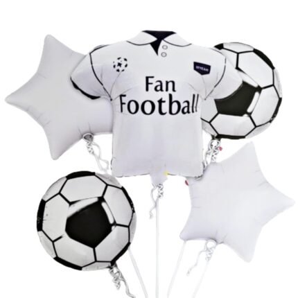 MPS MY PARTY SUPPLIERS® Set of 5 jersey and football foil balloons, Soccer Team Blue T-shirt Balloons, Football Theme Birthday Decor, sports theme, silver star balloon, Soccer Balloons with Jersey