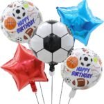 MPS MY PARTY SUPPLIERS® Set of 5 Football Theme Balloons for Birthday Decorations, Football Birthday Decoration for Boy, Soccer Balloons,Party Balloons Large Size Sports Foil Balloon Kids