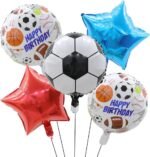 MPS MY PARTY SUPPLIERS® Set of 5 Football Theme Balloons for Birthday Decorations, Football Birthday Decoration for Boy, Soccer Balloons,Party Balloons Large Size Sports Foil Balloon Kids