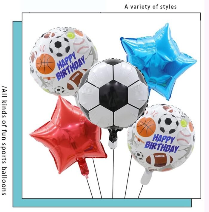 MPS MY PARTY SUPPLIERS® Set of 5 Football Theme Balloons for Birthday Decorations, Football Birthday Decoration for Boy, Soccer Balloons,Party Balloons Large Size Sports Foil Balloon Kids - Image 3