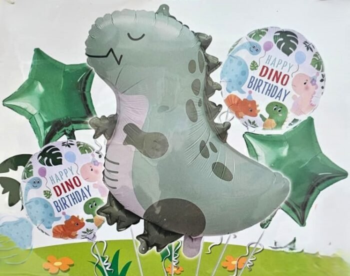 MPS MY PARTY SUPPLIERS® Set of 5 Dinosaur Foil Balloons, Dinosaur Balloons for Dinosaur Theme Birthday Supplies Decorations, Dino Balloon for Birthday Decoration, Dino Theme Party Balloons - Image 2