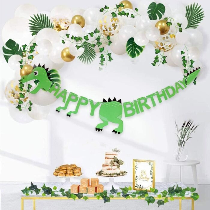 MPS MY PARTY SUPPLIERS®  1pc Birthday Banner, Dinosaur Party Supplies Decorations, Dinosaur Bunting Flag Garland for Kids Birthday Party, jungle Theme Birthday party, Birthday Hanging decoration ideas - Image 4