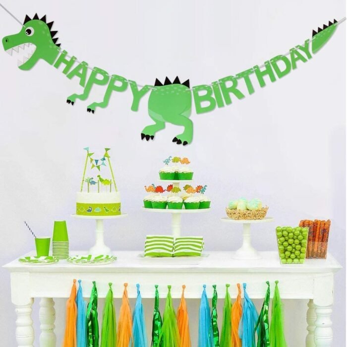MPS MY PARTY SUPPLIERS®  1pc Birthday Banner, Dinosaur Party Supplies Decorations, Dinosaur Bunting Flag Garland for Kids Birthday Party, jungle Theme Birthday party, Birthday Hanging decoration ideas - Image 6