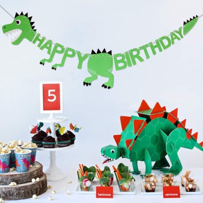 MPS MY PARTY SUPPLIERS®  1pc Birthday Banner, Dinosaur Party Supplies Decorations, Dinosaur Bunting Flag Garland for Kids Birthday Party, jungle Theme Birthday party, Birthday Hanging decoration ideas - Image 7
