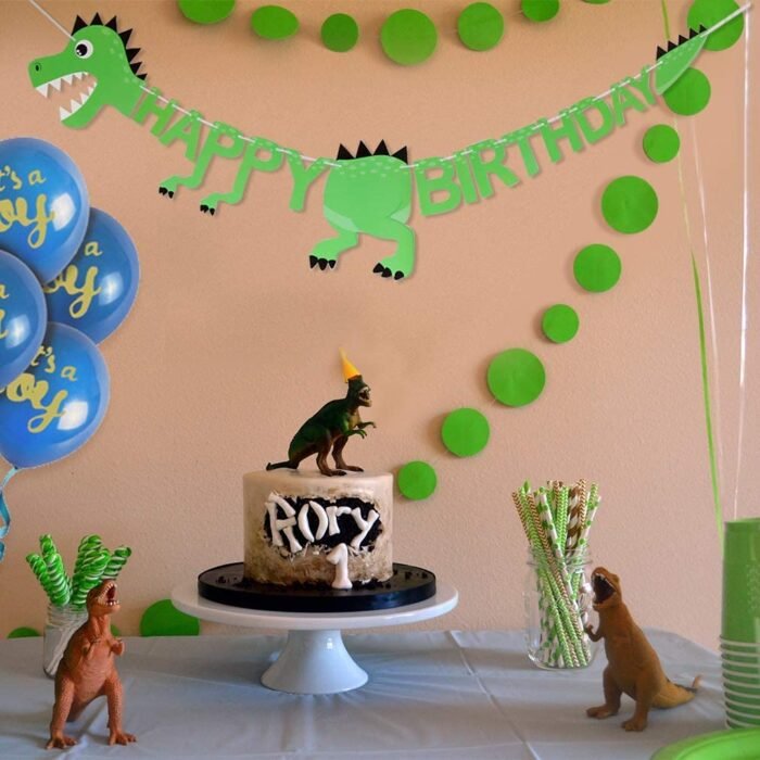 MPS MY PARTY SUPPLIERS®  1pc Birthday Banner, Dinosaur Party Supplies Decorations, Dinosaur Bunting Flag Garland for Kids Birthday Party, jungle Theme Birthday party, Birthday Hanging decoration ideas - Image 8