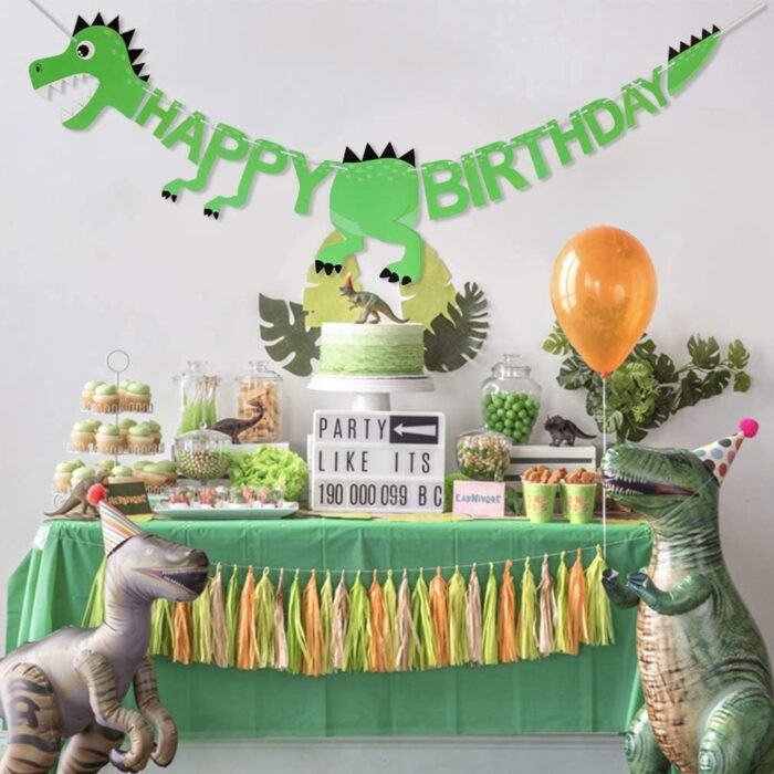 MPS MY PARTY SUPPLIERS®  1pc Birthday Banner, Dinosaur Party Supplies Decorations, Dinosaur Bunting Flag Garland for Kids Birthday Party, jungle Theme Birthday party, Birthday Hanging decoration ideas - Image 9