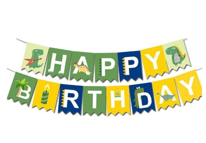 MPS MY PARTY SUPPLIERS®1pc Birthday letter Banner, Dinosaur Birthday Banner, jungle Theme Birthday party, Birthday paper Garland, Dinosaur Bunting Flag Garland for Kids Birthday Party - Image 3
