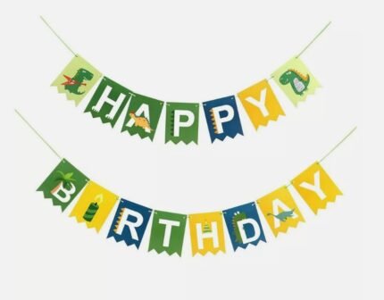 MPS MY PARTY SUPPLIERS®1pc Birthday letter Banner, Dinosaur Birthday Banner, jungle Theme Birthday party, Birthday paper Garland, Dinosaur Bunting Flag Garland for Kids Birthday Party