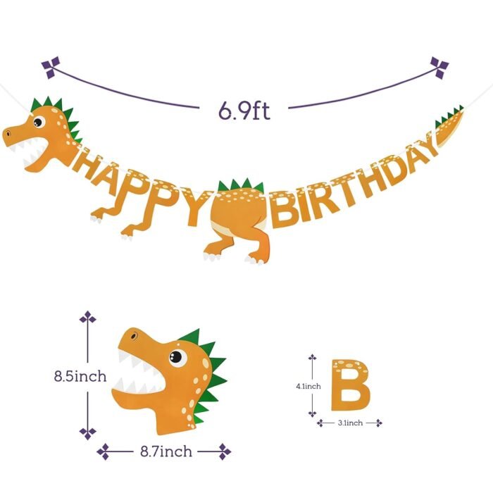 MPS MY PARTY SUPPLIERS®  1pc Birthday Banner, Dinosaur Party Supplies Decorations, Dinosaur Bunting Flag Garland for Kids Birthday Party, jungle Theme Birthday party, Birthday Hanging decoration ideas - Image 5
