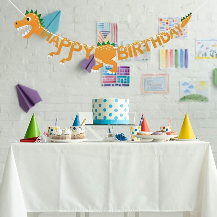 MPS MY PARTY SUPPLIERS®  1pc Birthday Banner, Dinosaur Party Supplies Decorations, Dinosaur Bunting Flag Garland for Kids Birthday Party, jungle Theme Birthday party, Birthday Hanging decoration ideas - Image 1
