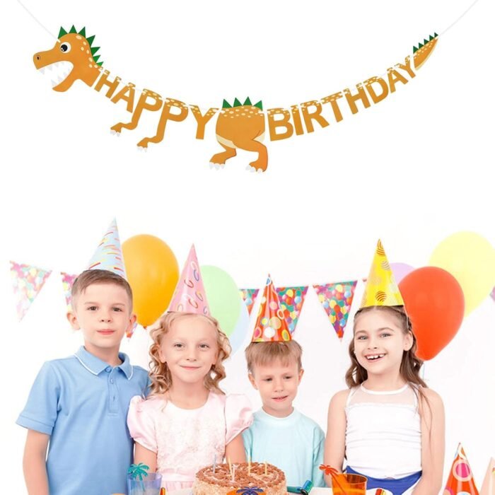 MPS MY PARTY SUPPLIERS®  1pc Birthday Banner, Dinosaur Party Supplies Decorations, Dinosaur Bunting Flag Garland for Kids Birthday Party, jungle Theme Birthday party, Birthday Hanging decoration ideas - Image 8