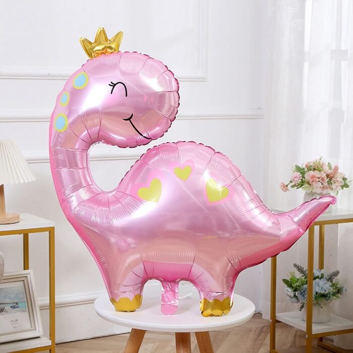 MPS MY PARTY SUPPLIERS® 1pc Pink dinosaur balloon 67*96cm, Dinosaur Foil Balloons ideas for Dinosaur theme Party, Pink Dinosaur Balloons for Girls, Dinosaur Party Supplies, dinosaur with crown balloon - Image 2