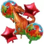 MPS MY PARTY SUPPLIERS Set of 5 Dino-Mite Balloon Bouquet, Simple Roar Some Dinosaur Balloon, Jungle theme Balloon, Dinosaur theme balloon Decoration, Set of 5 Dino Balloon