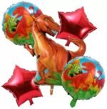 MPS MY PARTY SUPPLIERS Set of 5 Dino-Mite Balloon Bouquet, Simple Roar Some Dinosaur Balloon, Jungle theme Balloon, Dinosaur theme balloon Decoration, Set of 5 Dino Balloon
