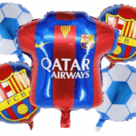 MPS MY PARTY SUPPLIERS® Set of 5 soccer jersey and football foil balloons, Soccer Team red-Blue T-shirt Balloons, Football Theme Birthday Decor, sports Theme, Soccer Ball Balloons with Jersey