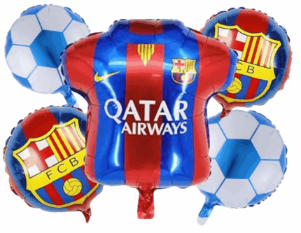 MPS MY PARTY SUPPLIERS® Set of 5 soccer jersey and football foil balloons, Soccer Team red-Blue T-shirt Balloons, Football Theme Birthday Decor, sports Theme, Soccer Ball Balloons with Jersey