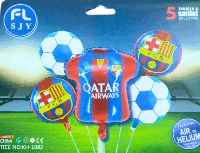 MPS MY PARTY SUPPLIERS® Set of 5 soccer jersey and football foil balloons, Soccer Team red-Blue T-shirt Balloons, Football Theme Birthday Decor, sports Theme, Soccer Ball Balloons with Jersey - Image 6