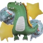 MPS MY PARTY SUPPLIERS® Set of 5 Dinosaur Foil Balloons, Dinosaur Balloons for Dinosaur Theme Birthday Supplies Decorations, Dino Balloon for Birthday Decoration, Dino Theme Party Balloons