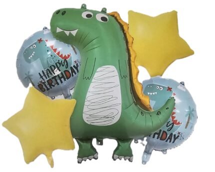 MPS MY PARTY SUPPLIERS® Set of 5 Dinosaur Foil Balloons, Dinosaur Balloons for Dinosaur Theme Birthday Supplies Decorations, Dino Balloon for Birthday Decoration, Dino Theme Party Balloons