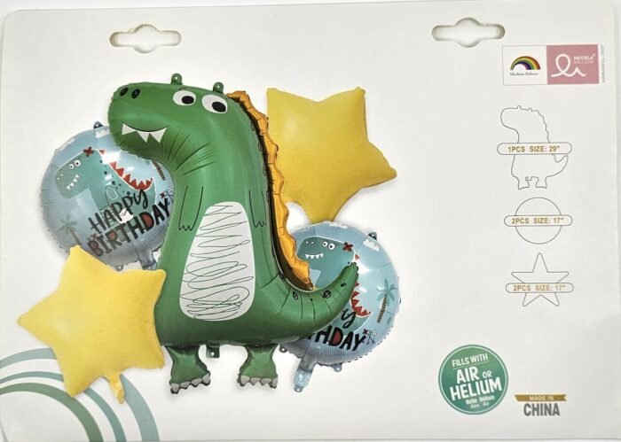 MPS MY PARTY SUPPLIERS® Set of 5 Dinosaur Foil Balloons, Dinosaur Balloons for Dinosaur Theme Birthday Supplies Decorations, Dino Balloon for Birthday Decoration, Dino Theme Party Balloons - Image 6