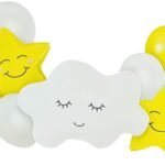 Jagmag®9 pcs Cloud With Smiling Star Bouquet/Set Rainbow Cloud Shape Foil Balloons for Birthday Decorations & Theme Party